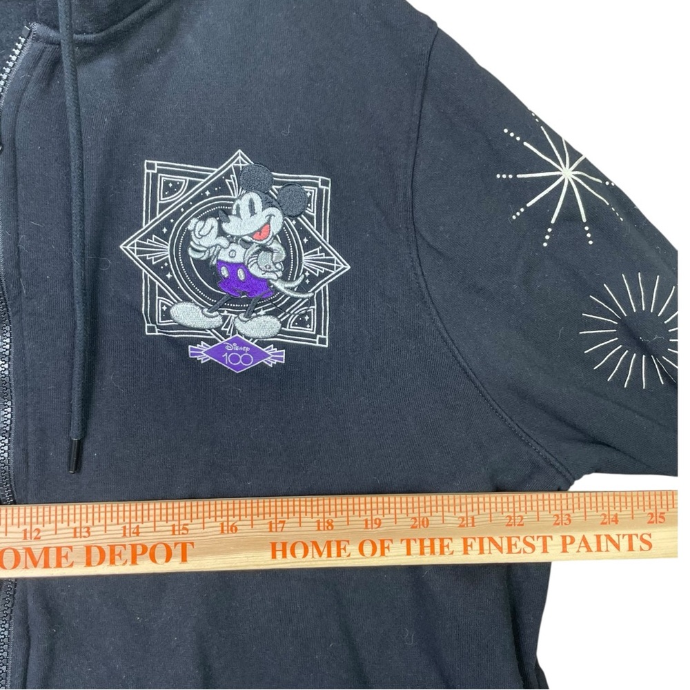 Disney World Hoodie 1X 100th Anniversary Mickey & Friends Black Zip Up Embroided - Picture 8 of 11